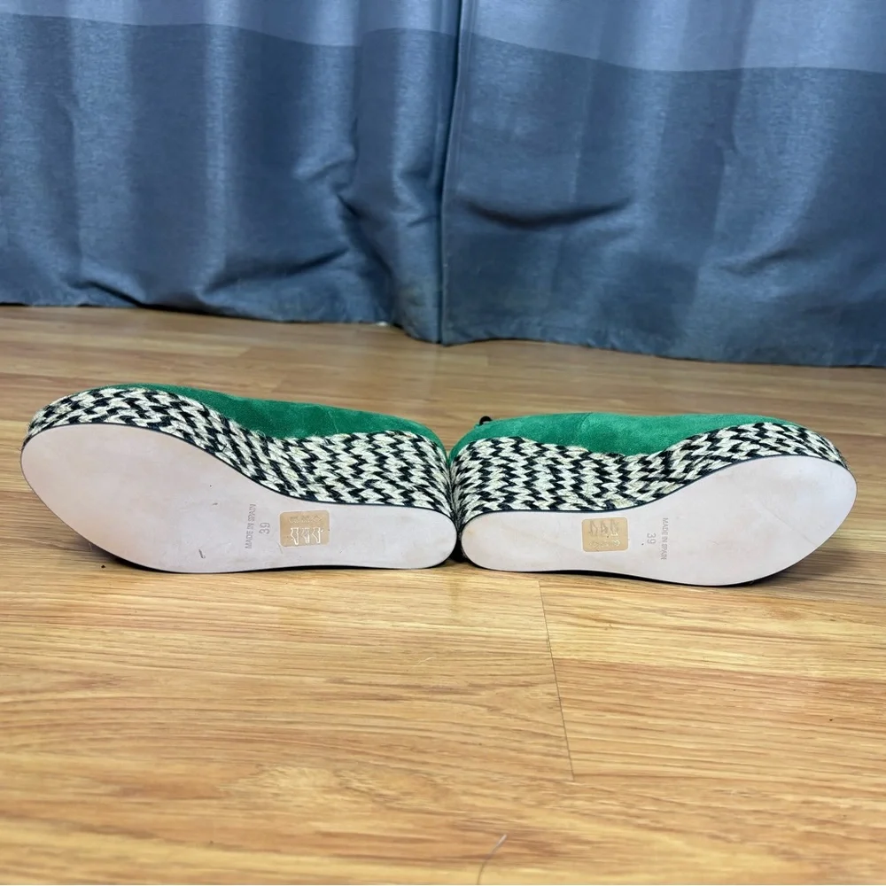 NIB Free People Green Suede Platform Wedge Espadrilles 39 - Picture 7 of 9